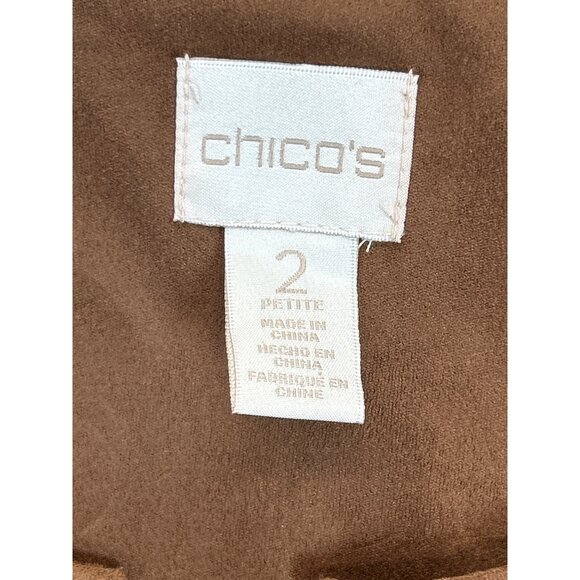 Chicos Cape Jacket Womens Size 2 Petite Brown Double-Breasted 3/4 Sleeves Lined - Picture 3 of 6